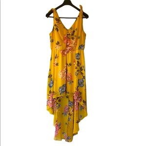 Suzy Shier Sleeveless Floral Print Hi Low Dress L